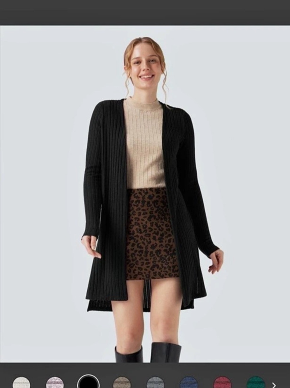 Halara Open Front Rib Cardigan Black NWT size Large.